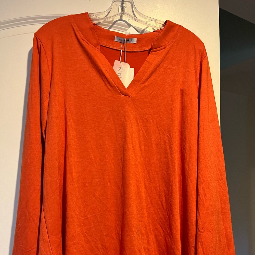 NWT Vibrant Orange V-Neck Women's Top